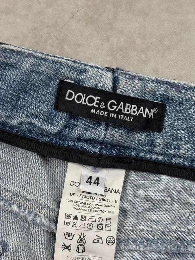 Early 2000s Dolce & Gabbana Blue Denim Leopard Print Jeans ucEraZf 10