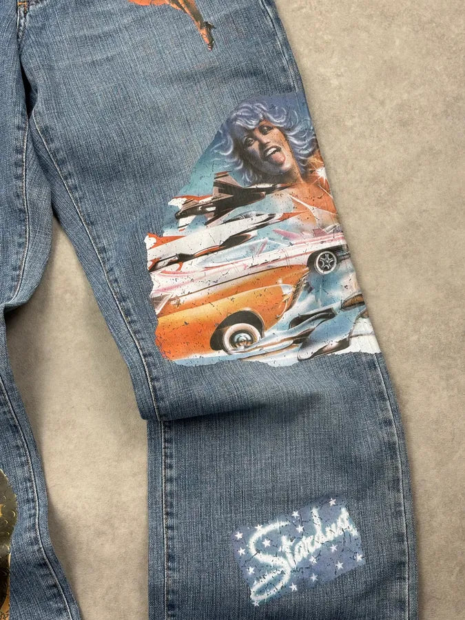 AW2004 Dolce & Gabbana Blue Denim Printed Jeans gjgInBz 10