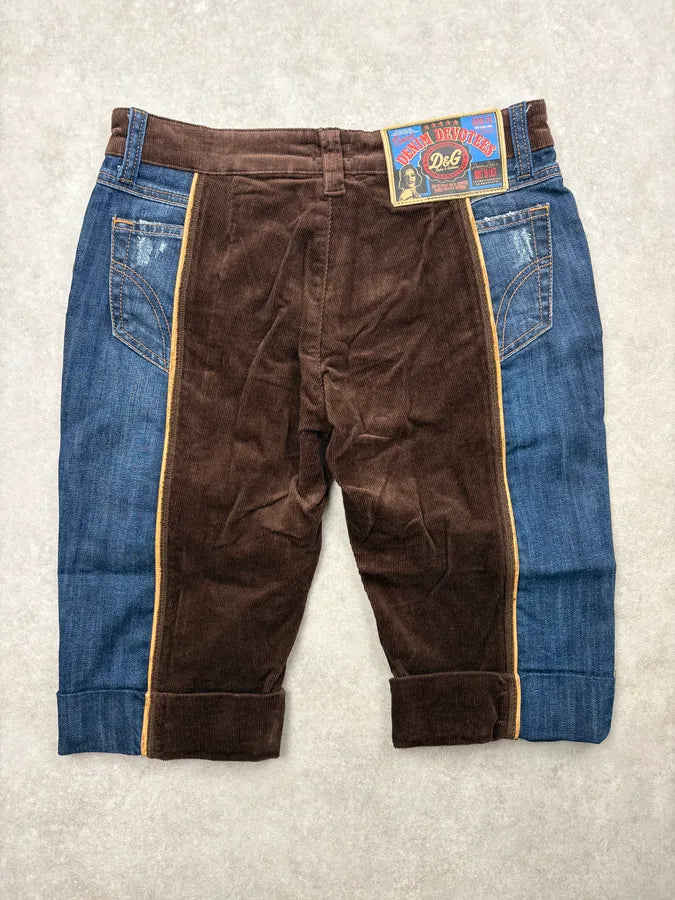 AW2006 Dolce & Gabbana Brown Corduroy & Blue Denim Shorts HsMZDlt 5