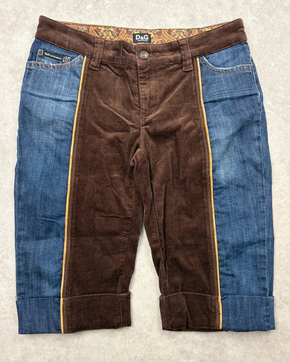 AW2006 Dolce & Gabbana Brown Corduroy & Blue Denim Shorts HsMZDlt 3