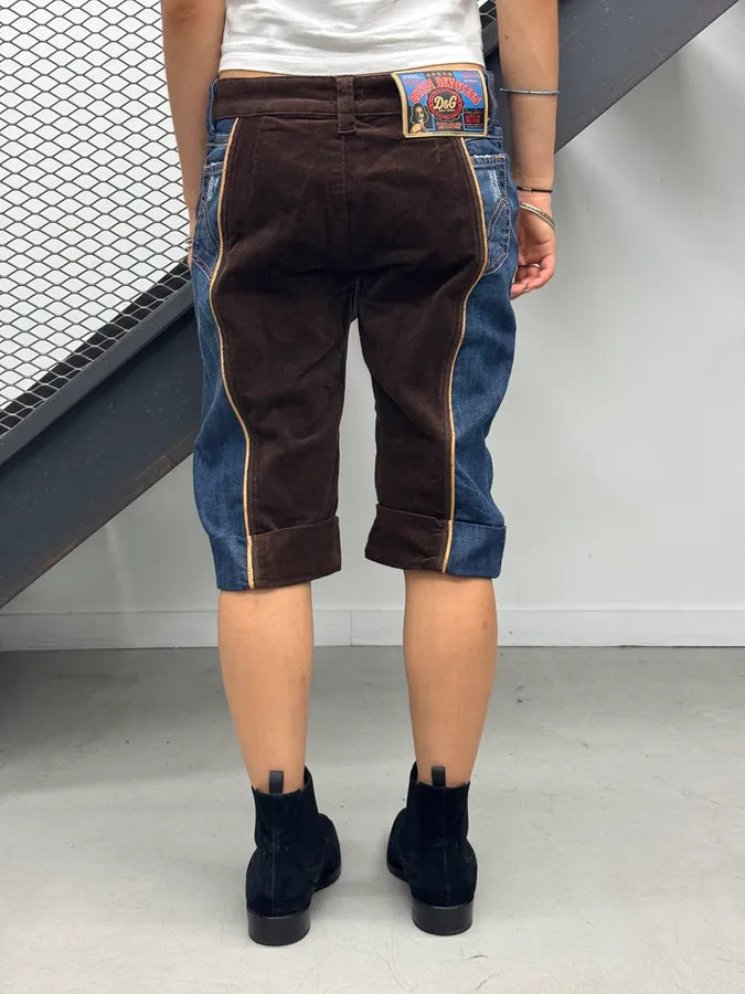AW2006 Dolce & Gabbana Brown Corduroy & Blue Denim Shorts HsMZDlt 2