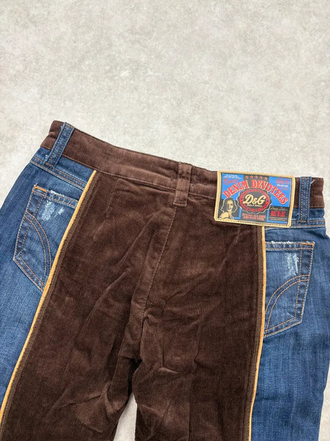 AW2006 Dolce & Gabbana Brown Corduroy & Blue Denim Shorts HsMZDlt 6