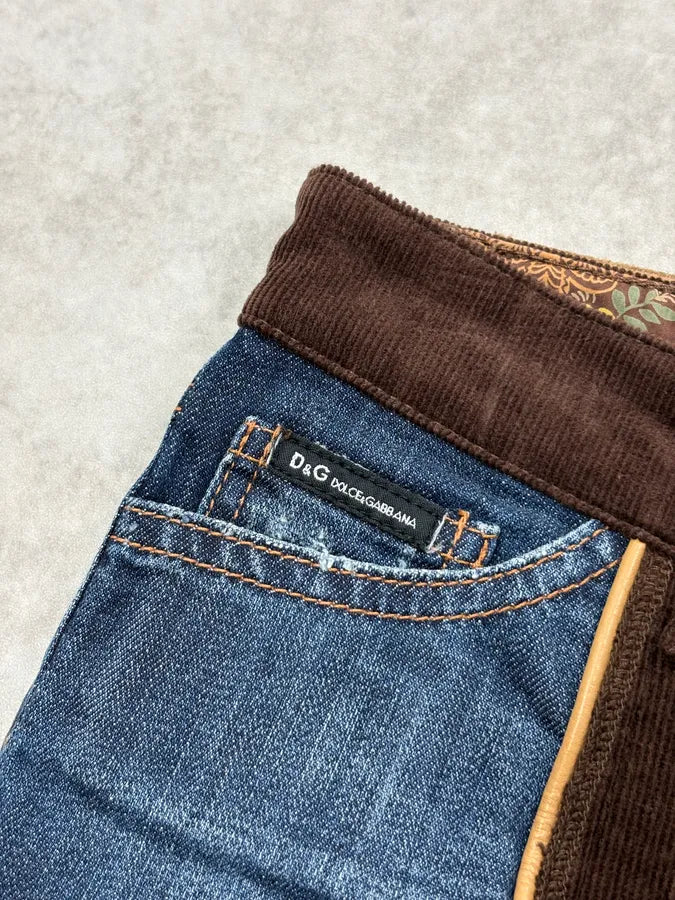 AW2006 Dolce & Gabbana Brown Corduroy & Blue Denim Shorts HsMZDlt 7