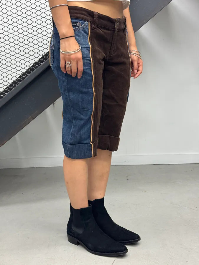 AW2006 Dolce & Gabbana Brown Corduroy & Blue Denim Shorts HsMZDlt 1