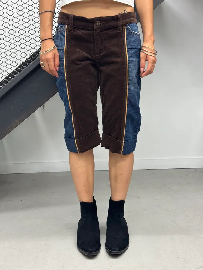 AW2006 Dolce & Gabbana Brown Corduroy & Blue Denim Shorts HsMZDlt 0