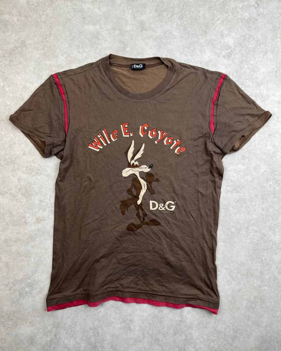 SS2006 Dolce & Gabbana Brown Coyotte Cartoon T-Shirt xpjTOen 0