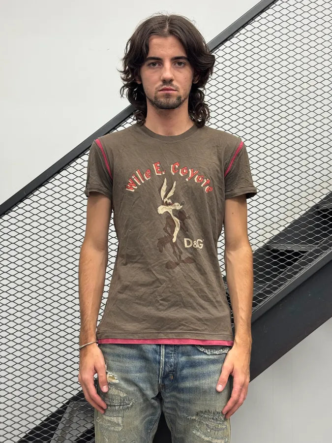 SS2006 Dolce & Gabbana Brown Coyotte Cartoon T-Shirt xpjTOen 1
