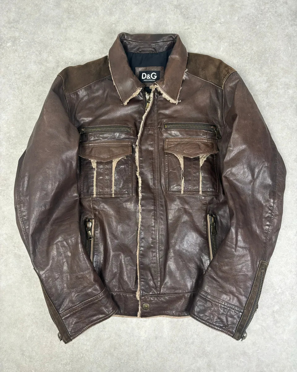 2000s Dolce & Gabbana Brown Leather Rodeo Jacket  YoDTBTE 0