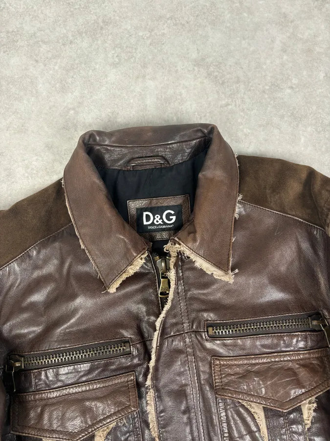 2000s Dolce & Gabbana Brown Leather Rodeo Jacket  YoDTBTE 3
