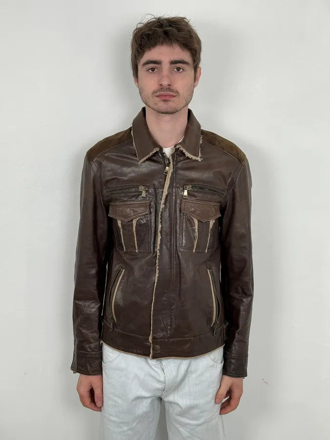 2000s Dolce & Gabbana Brown Leather Rodeo Jacket  YoDTBTE 1