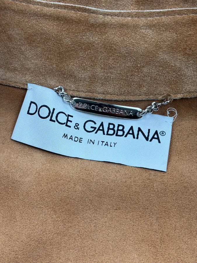 1990s Dolce & Gabbana Camel Suede Eyelet Leather Jacket aIAffyi 11