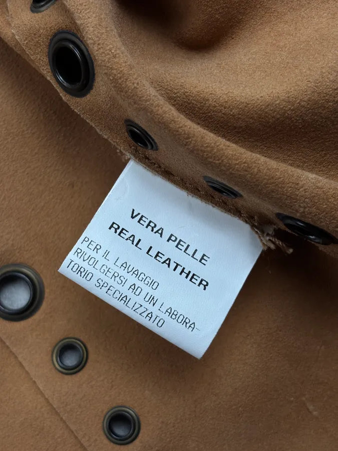 1990s Dolce & Gabbana Camel Suede Eyelet Leather Jacket aIAffyi 13
