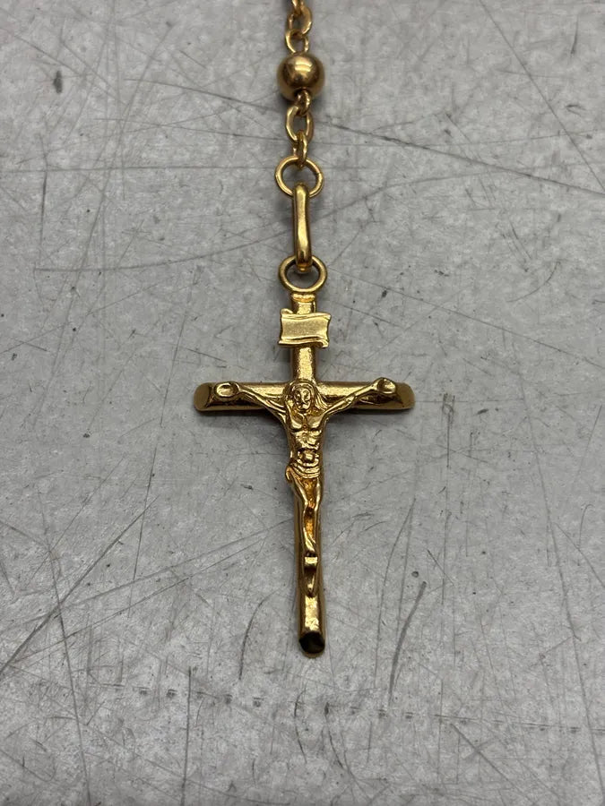 2000s Dolce & Gabbana Gold Metal Rosary Cross Necklace WVyfqeb 3