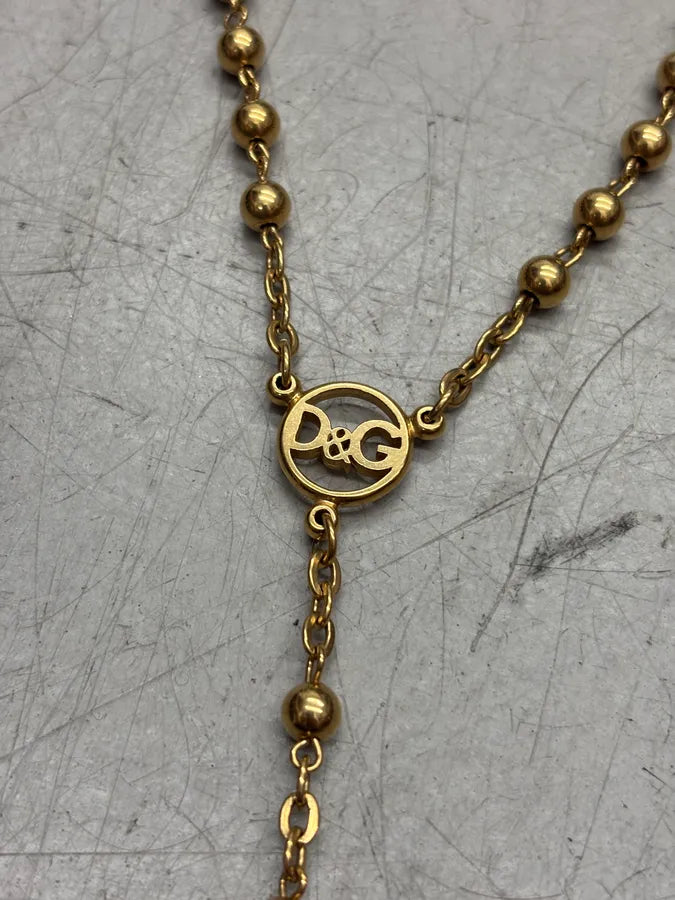 2000s Dolce & Gabbana Gold Metal Rosary Cross Necklace WVyfqeb 4