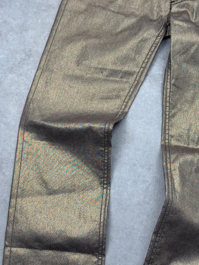 2000s Dolce & Gabbana Gold Metallic Denim Low-Rise Jeans SqwvmdP 8