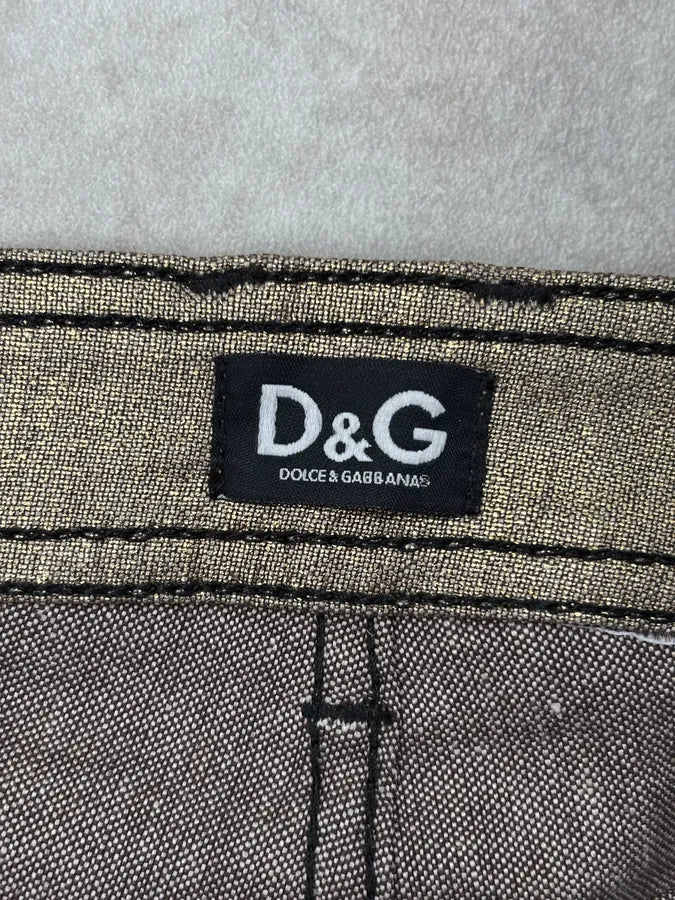 2000s Dolce & Gabbana Gold Metallic Denim Low-Rise Jeans SqwvmdP 11