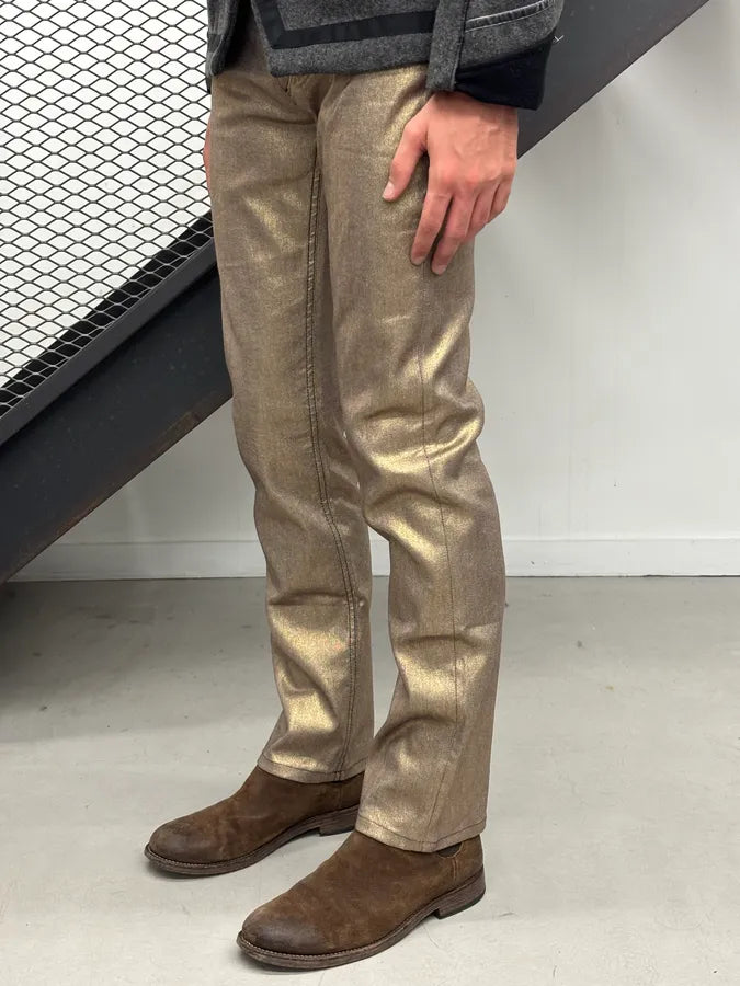 2000s Dolce & Gabbana Gold Metallic Denim Low-Rise Jeans SqwvmdP 2