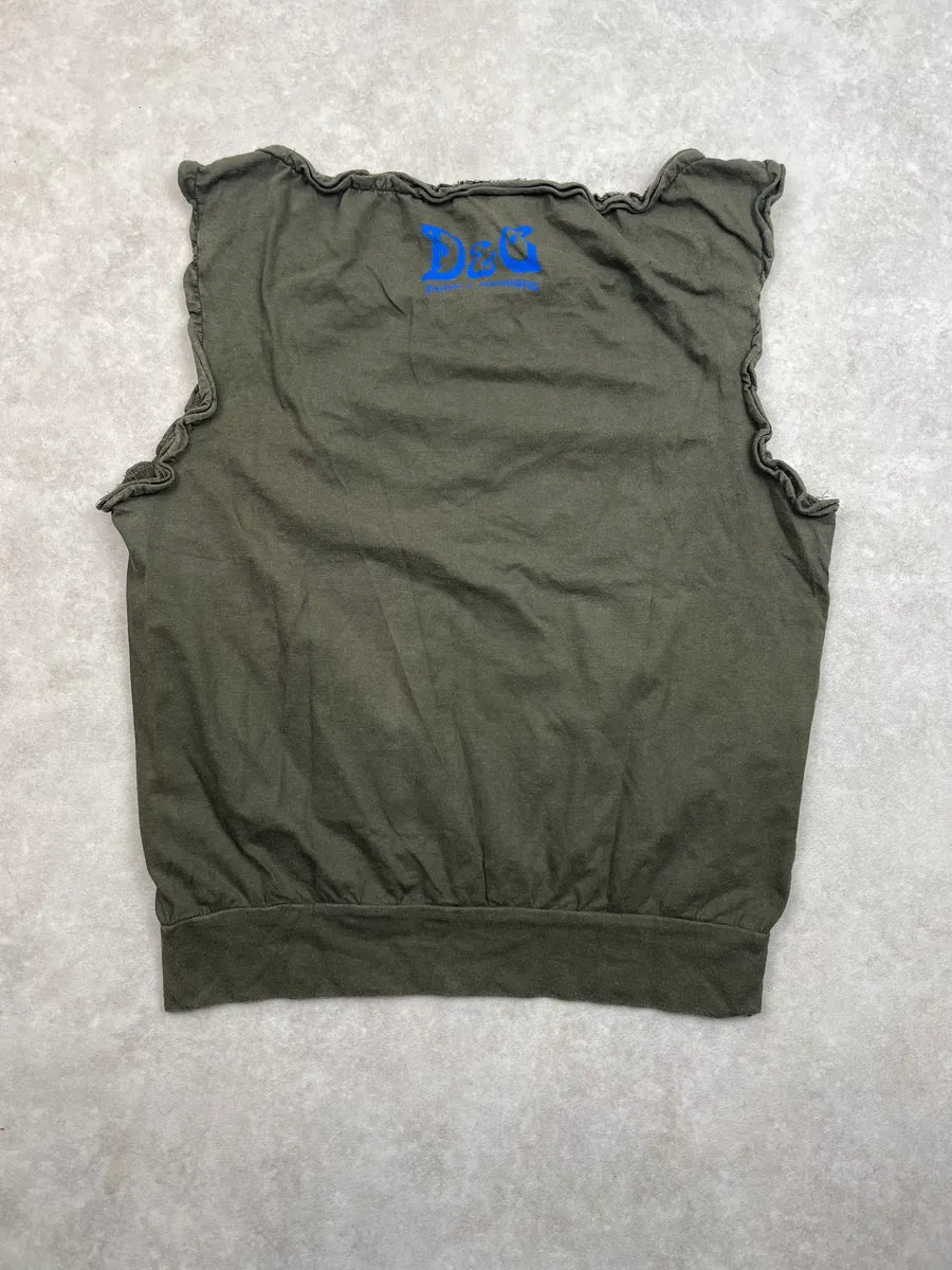 AW2003 Dolce & Gabbana Khaki Superlatin Graphic Tank Top ZjqCFYe 4