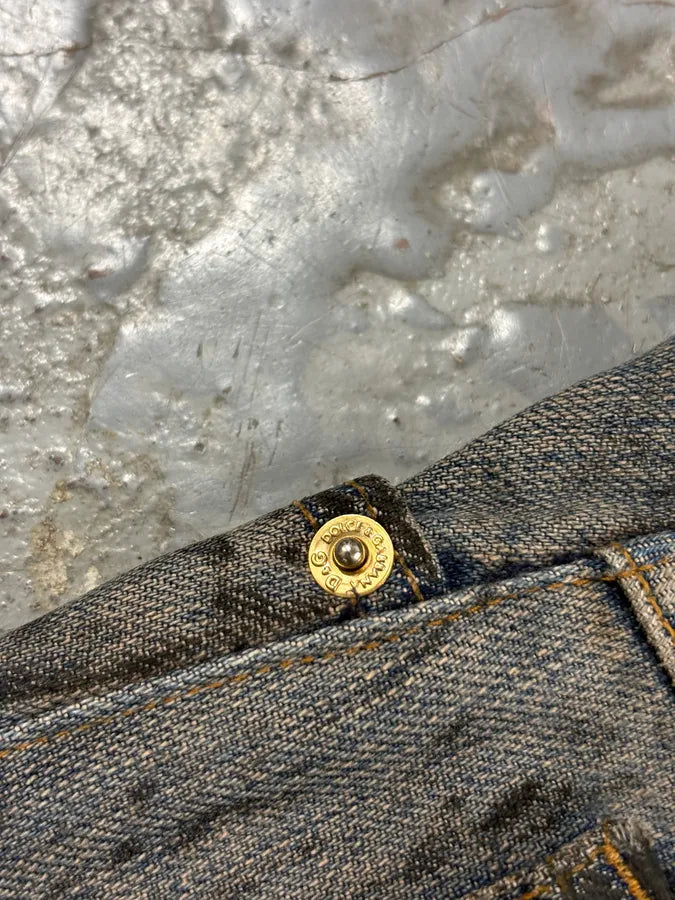 2000s Dolce & Gabbana Faded Blue Dark Denim Jeans cYaLPbN 7