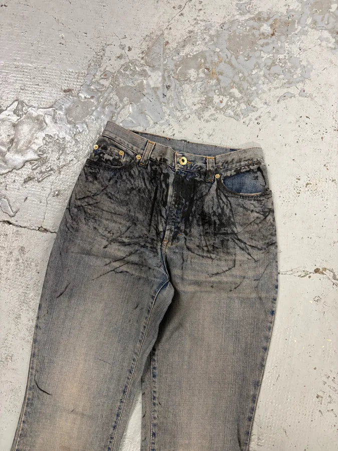 2000s Dolce & Gabbana Faded Blue Dark Denim Jeans cYaLPbN 5