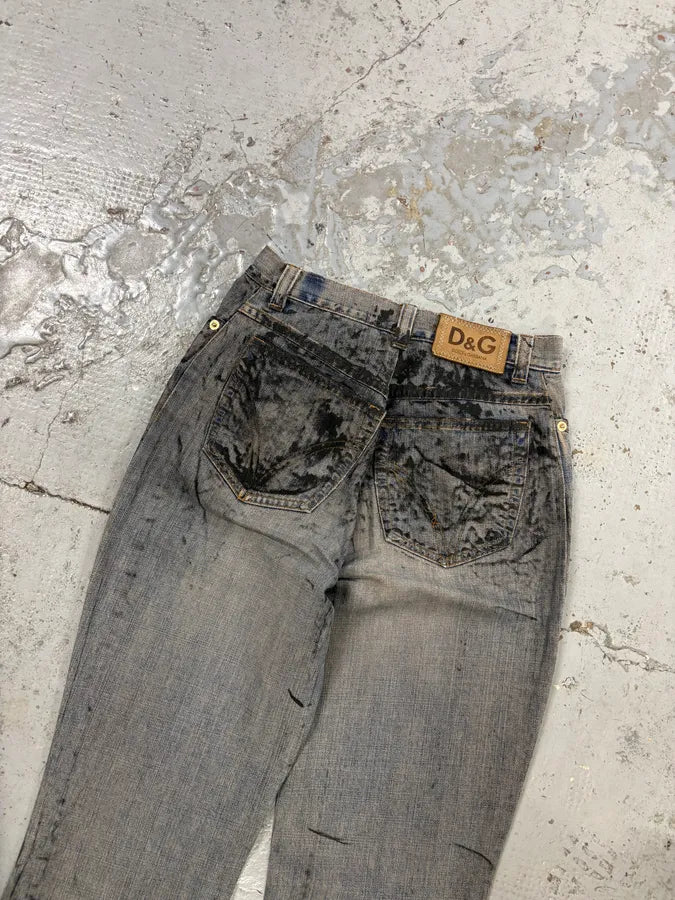 2000s Dolce & Gabbana Faded Blue Dark Denim Jeans cYaLPbN 6