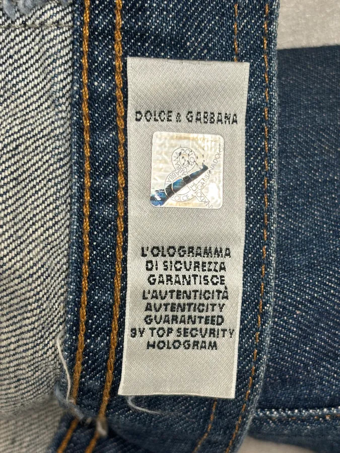 AW2001 Dolce & Gabbana Safety Pins Tie-Dye Distressed Denim Jacket KbiXNNY 12