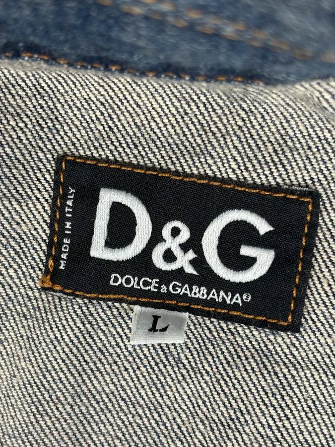 AW2001 Dolce & Gabbana Safety Pins Tie-Dye Distressed Denim Jacket KbiXNNY 11