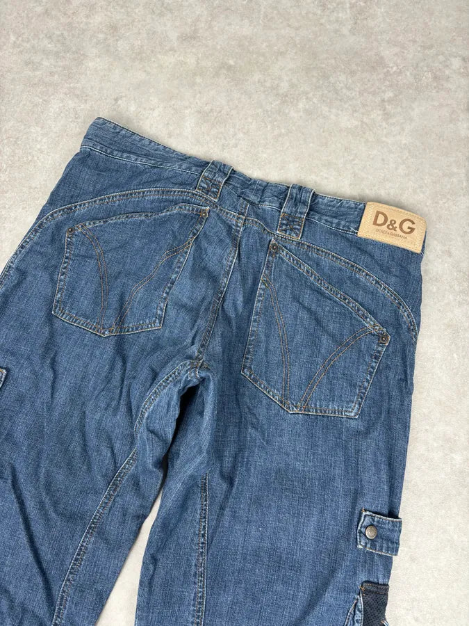 AW2004 Dolce & Gabbana Navy Denim Cargo Jeans FoeWcbS 6
