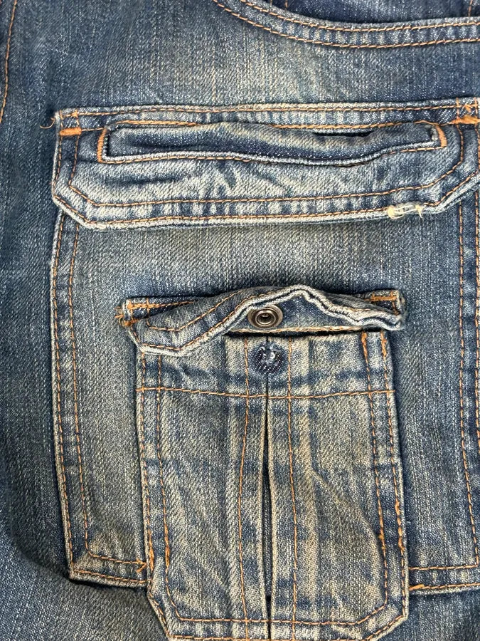 2000s Dolce & Gabbana Navy Dirty Effect Denim Cargo Jeans OXYAsRp 10