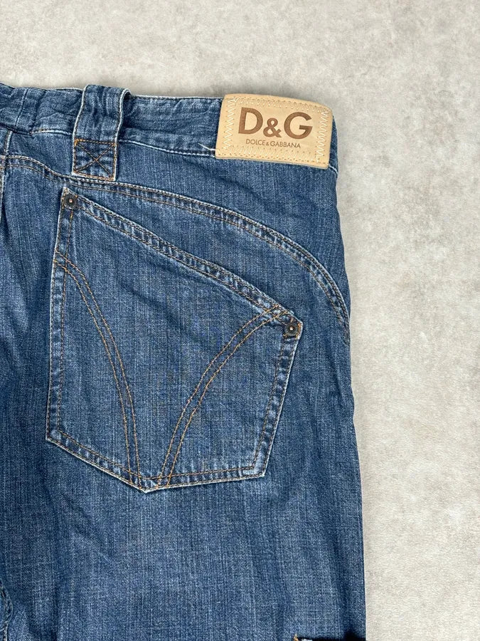 AW2004 Dolce & Gabbana Navy Denim Cargo Jeans FoeWcbS 7