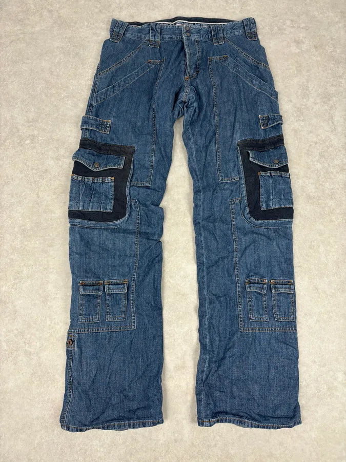AW2004 Dolce & Gabbana Navy Denim Cargo Jeans FoeWcbS 0