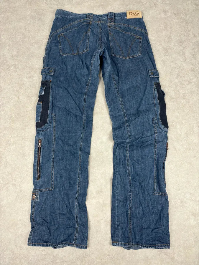 AW2004 Dolce & Gabbana Navy Denim Cargo Jeans FoeWcbS 5