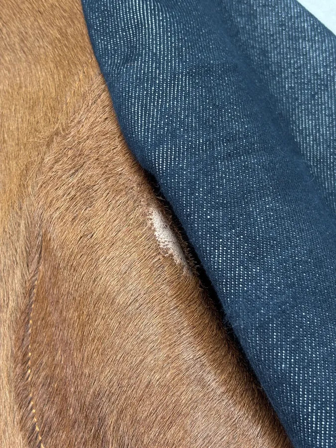AW2005 Dolce & Gabbana Navy Denim Brown Pony Hair Trench Coat vkblKnq 7