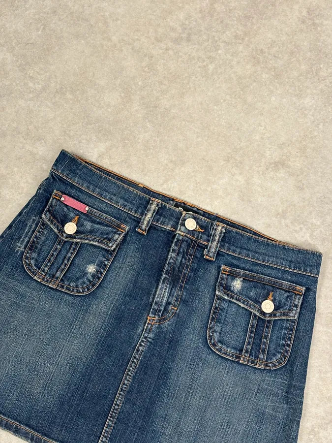 SS2006 Dolce & Gabbana Navy Denim Multi-Pocket Skirt nyADrlX 4