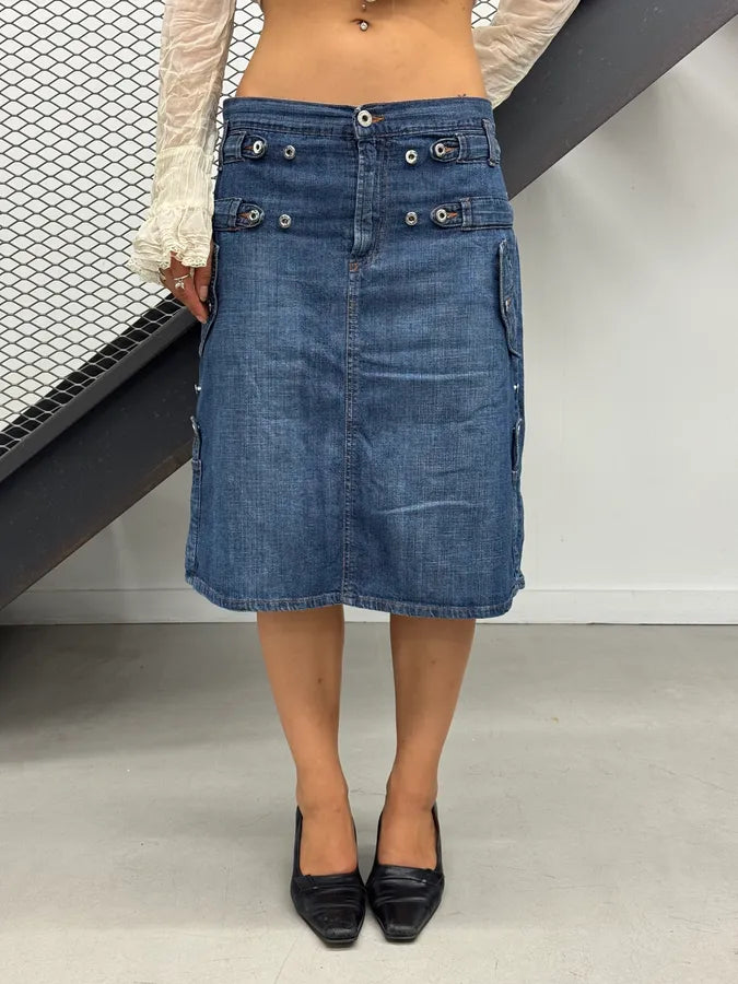 SS2004 Dolce & Gabbana Utility Blue Denim Skirt IETCfoO 0