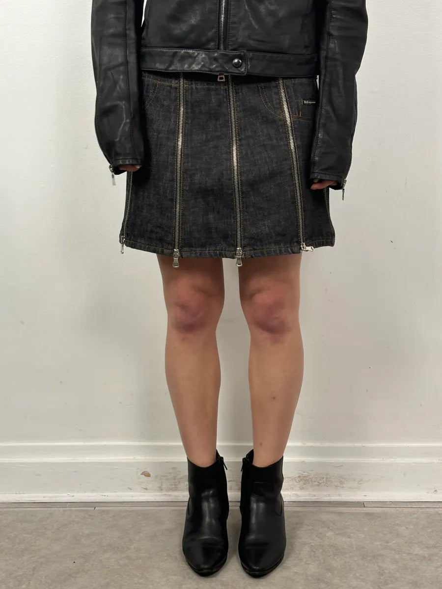 SS2003 Dolce & Gabbana Navy Denim Multi-Zip Skirt DVGRUDg 0