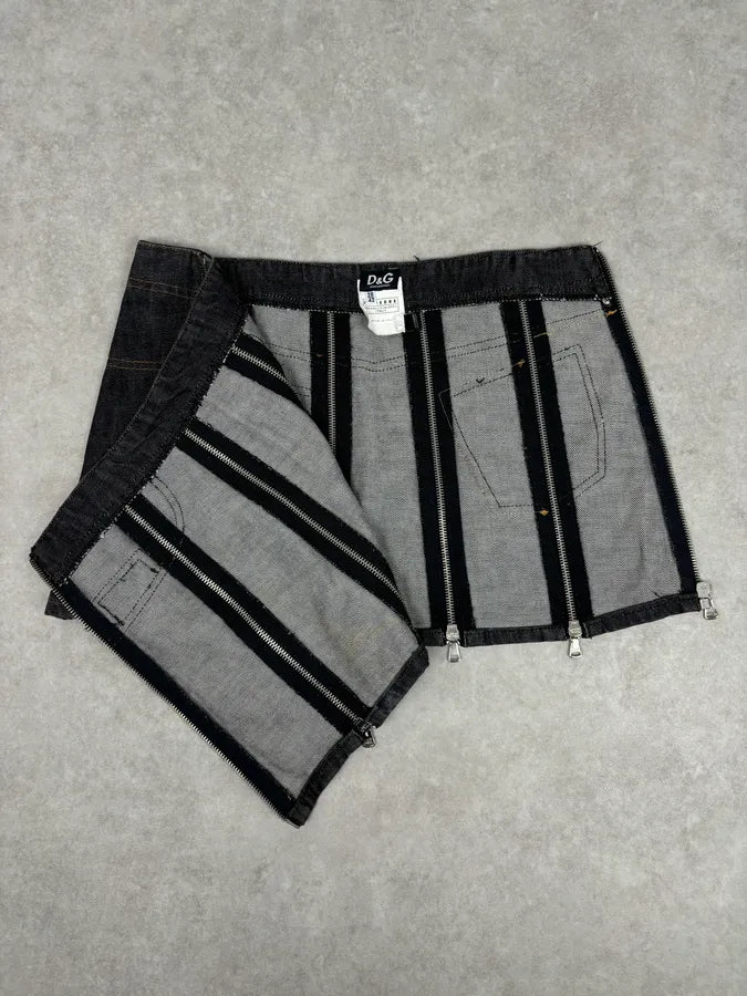 SS2003 Dolce & Gabbana Navy Denim Multi-Zip Skirt DVGRUDg 11
