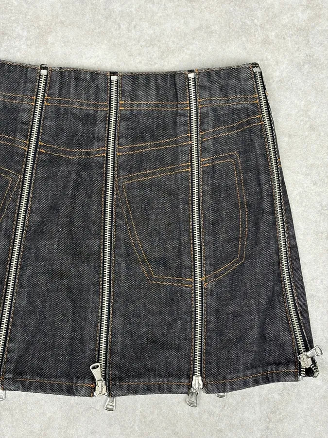 SS2003 Dolce & Gabbana Navy Denim Multi-Zip Skirt DVGRUDg 8