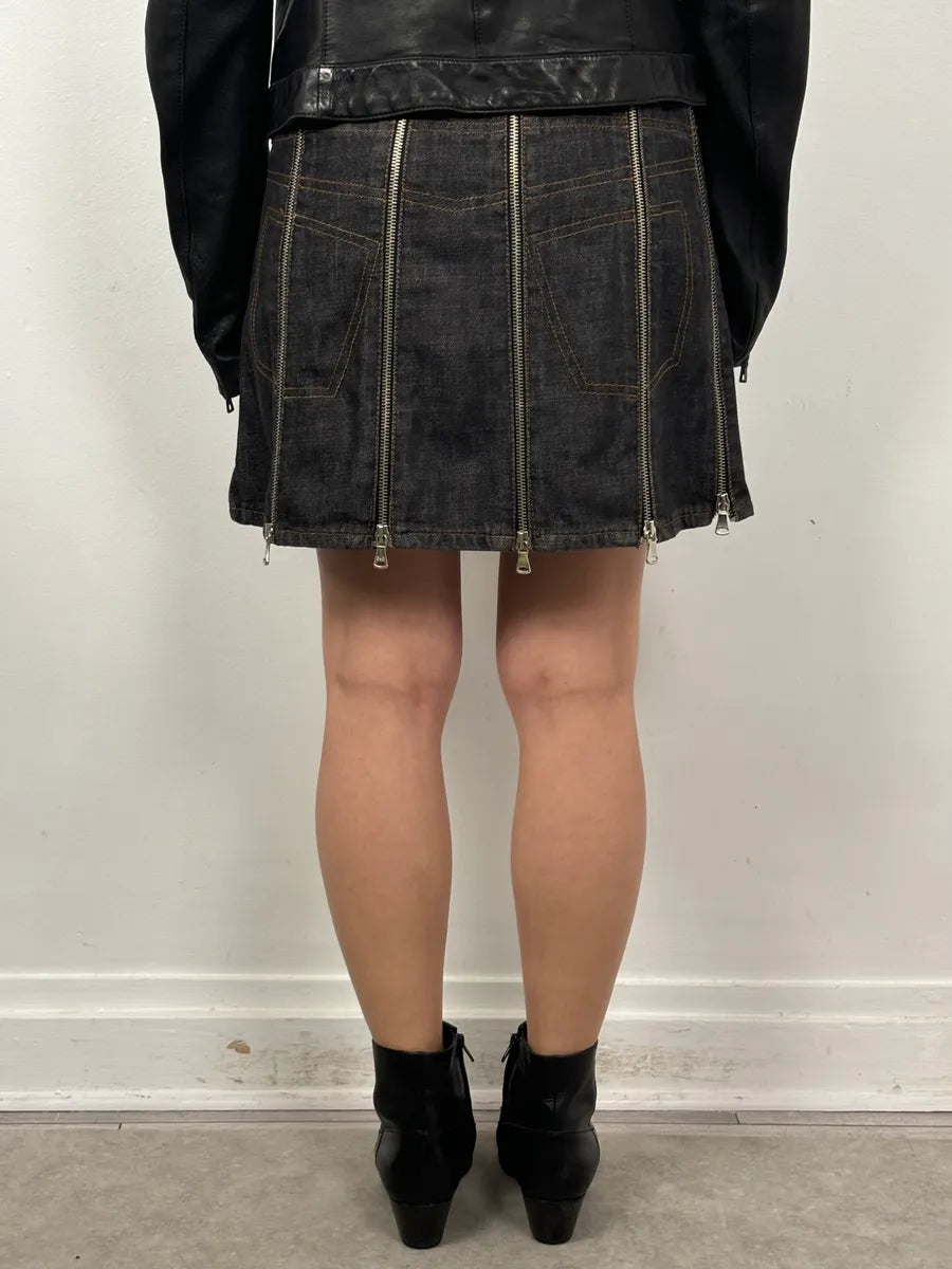 SS2003 Dolce & Gabbana Navy Denim Multi-Zip Skirt DVGRUDg 2