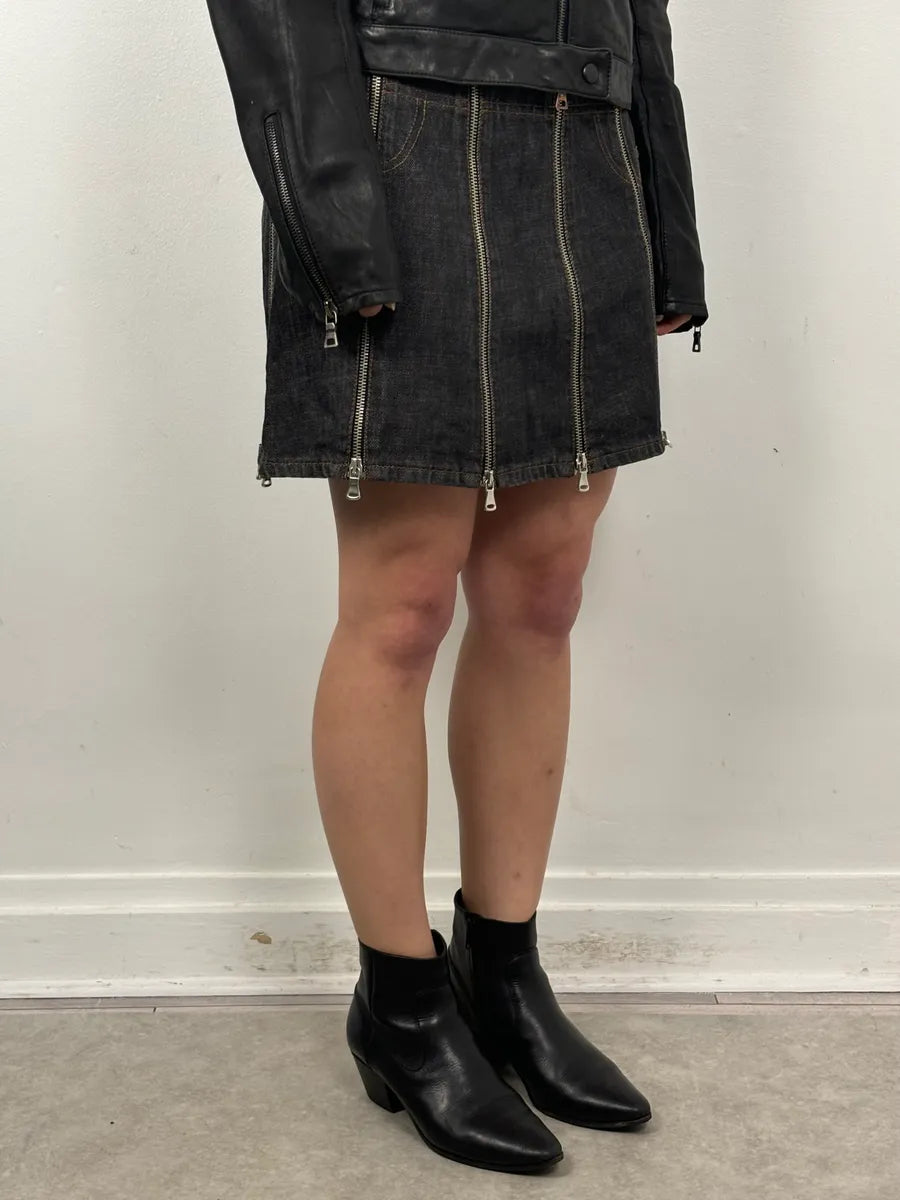 SS2003 Dolce & Gabbana Navy Denim Multi-Zip Skirt DVGRUDg 1