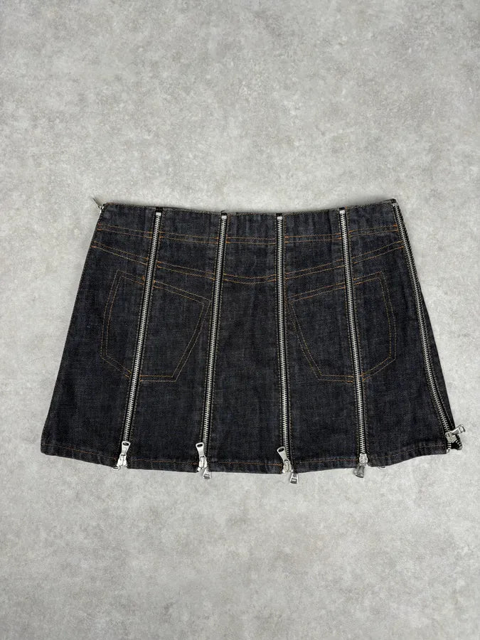SS2003 Dolce & Gabbana Navy Denim Multi-Zip Skirt DVGRUDg 7