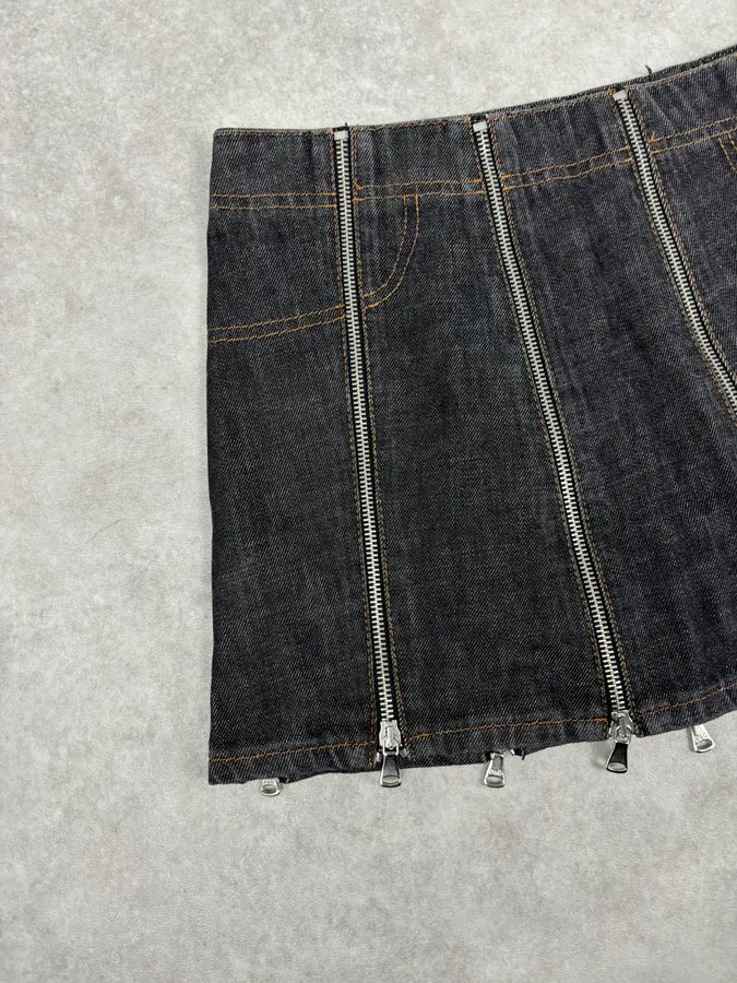 SS2003 Dolce & Gabbana Navy Denim Multi-Zip Skirt DVGRUDg 5