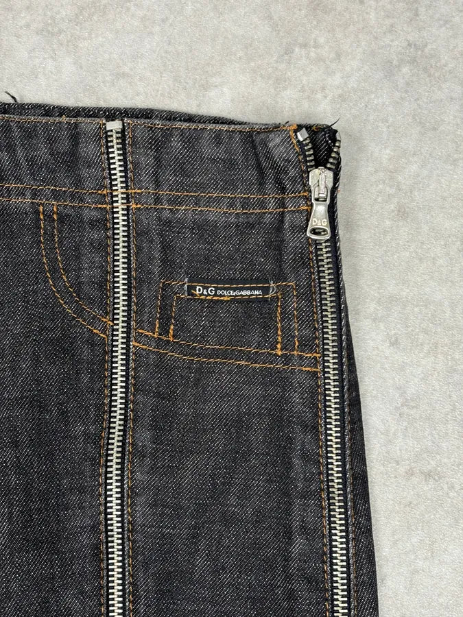 SS2003 Dolce & Gabbana Navy Denim Multi-Zip Skirt DVGRUDg 6