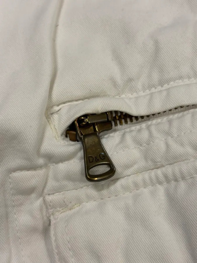 2000s Dolce & Gabbana White Cotton Cargo Pants Ffkqjzv 7