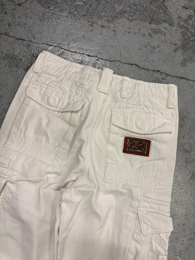 2000s Dolce & Gabbana White Cotton Cargo Pants Ffkqjzv 6