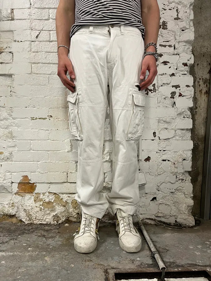 2000s Dolce & Gabbana White Cotton Cargo Pants Ffkqjzv 1