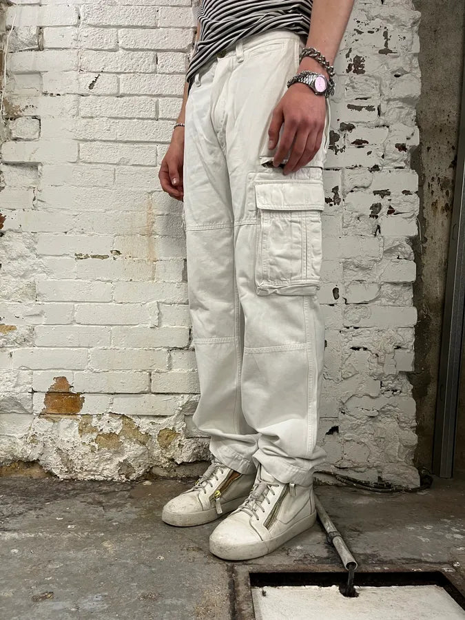 2000s Dolce & Gabbana White Cotton Cargo Pants Ffkqjzv 2