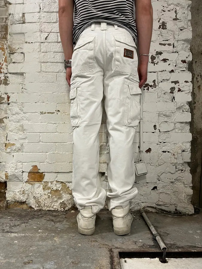 2000s Dolce & Gabbana White Cotton Cargo Pants Ffkqjzv 3
