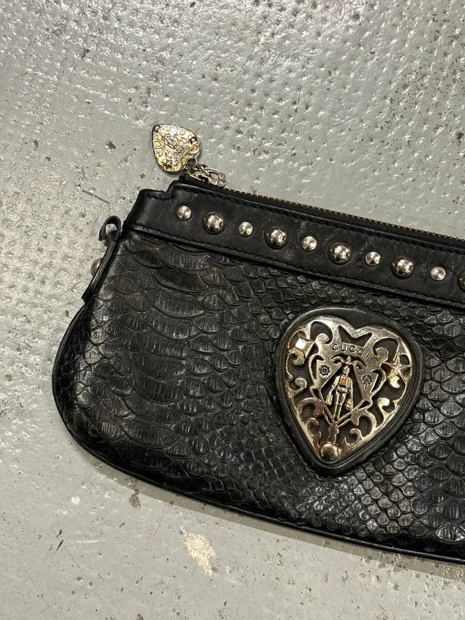 AW2007 Gucci Black Python Leather Studded Heart Bag by Frida Giannini gSIJPWq 5
