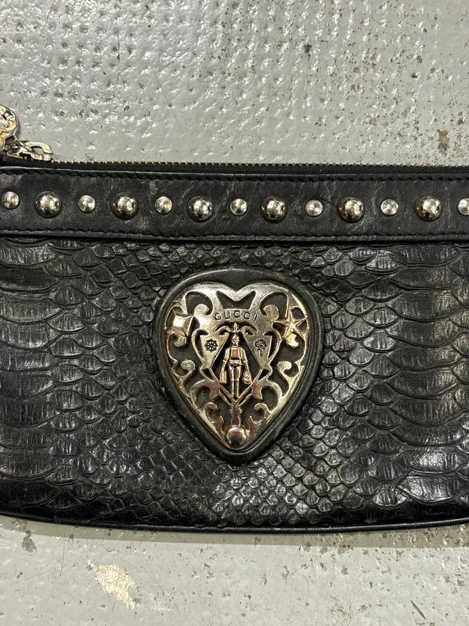 AW2007 Gucci Black Python Leather Studded Heart Bag by Frida Giannini gSIJPWq 4